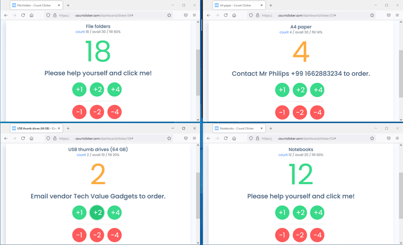 Tracking stationery inventory in a company.